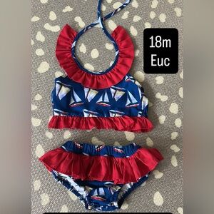 Classic Southern Smocks Red & Blue Sailboat 18m Baby Swimsuit